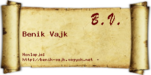 Benik Vajk névjegykártya
